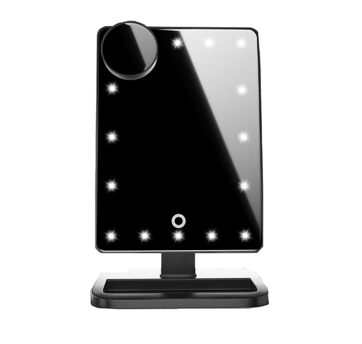 Touch Screen LED Makeup Mirror – 10X Magnification, Bluetooth Speaker