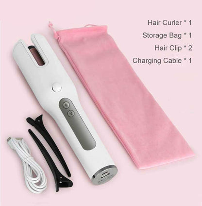 Wireless Automatic Hair Curler – USB, LCD, Ceramic Heating