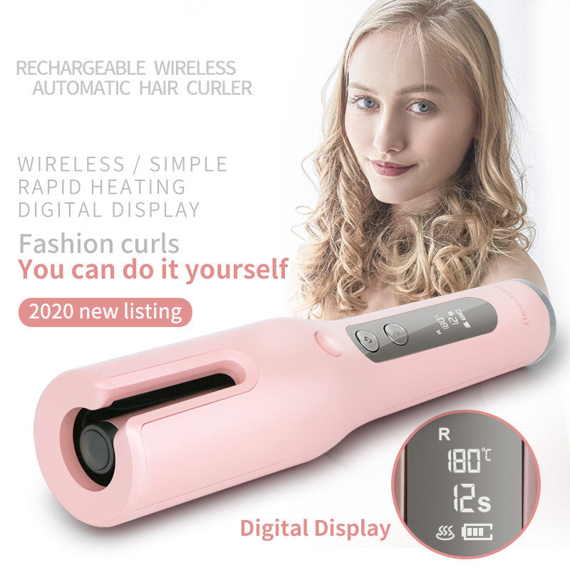 Wireless Automatic Hair Curler – USB, LCD, Ceramic Heating