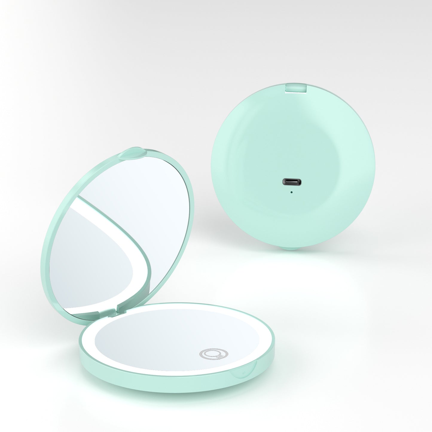 Portable Folding LED Makeup Mirror – 2X Magnification, Rechargeable