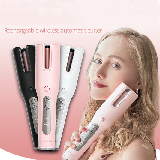 Wireless Automatic Hair Curler – USB, LCD, Ceramic Heating
